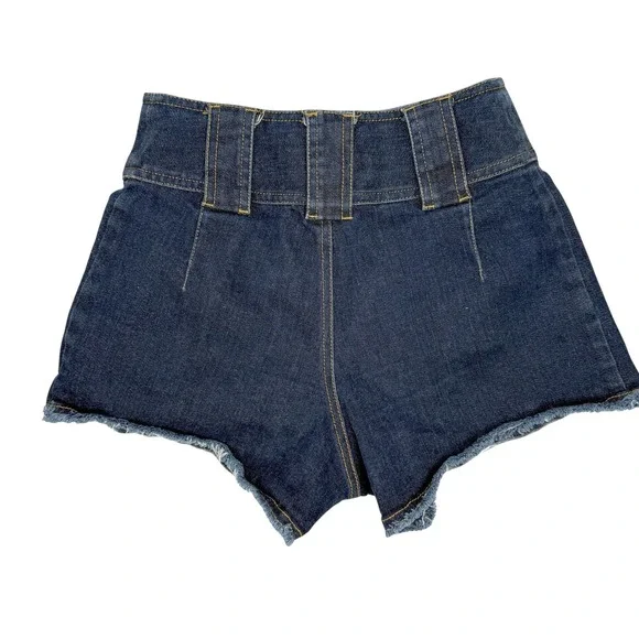 Derek Lam 10 Crosby Denim Shorts Women 0 Blue Toggle Pocket Frayed Hem High Rise - Picture 2 of 10